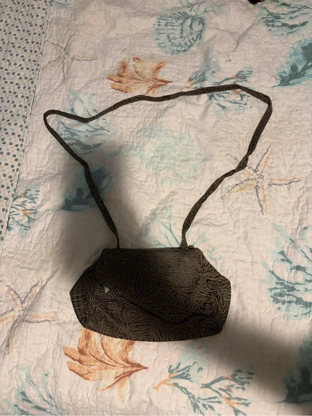 Textured Black and Brown Crossbody Shoulder Bag - Unbranded